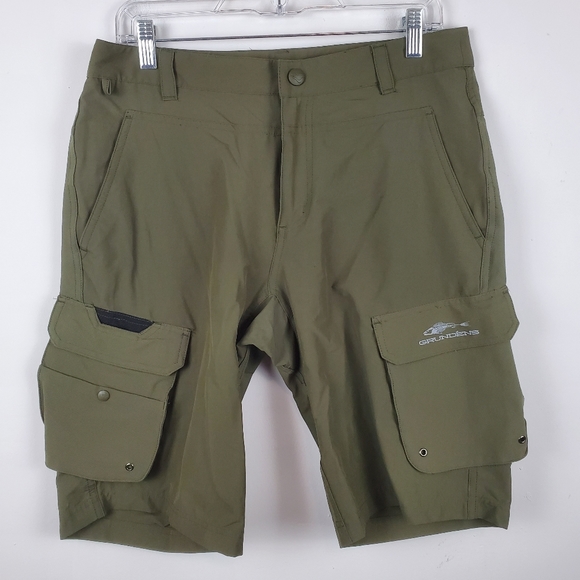 Grundens Shorts Grundens Mens 32 Fishing Cargo Shorts Army Green